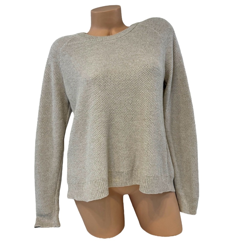 Madewell Womens Size MEDIUM Beige Crew Neck Long Sleeve Knit Pullover Sweater